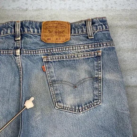 Vintage 90s Levis Jeans 40x30 Regular Straight Leg Fit Medium Wash Orange Tab - Picture 9 of 15